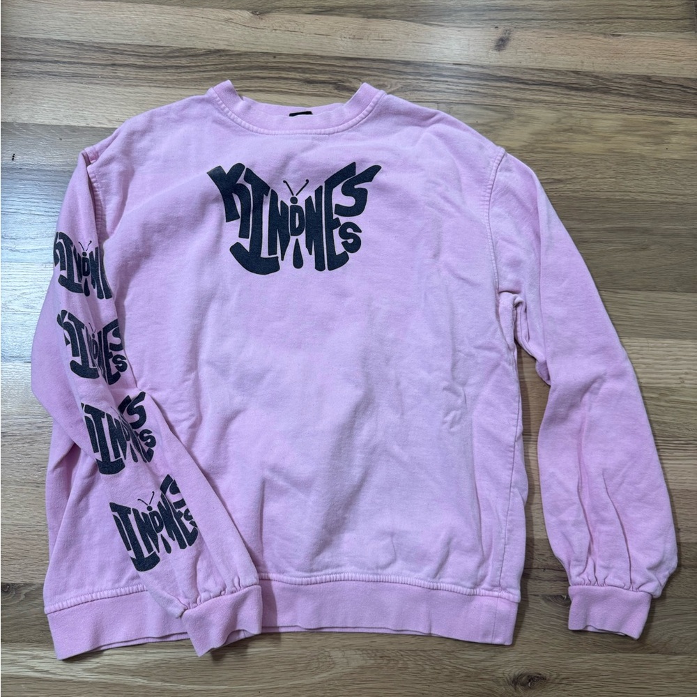 Urban Outfitters Pink Crewneck Sweatshirt with Black Graphic